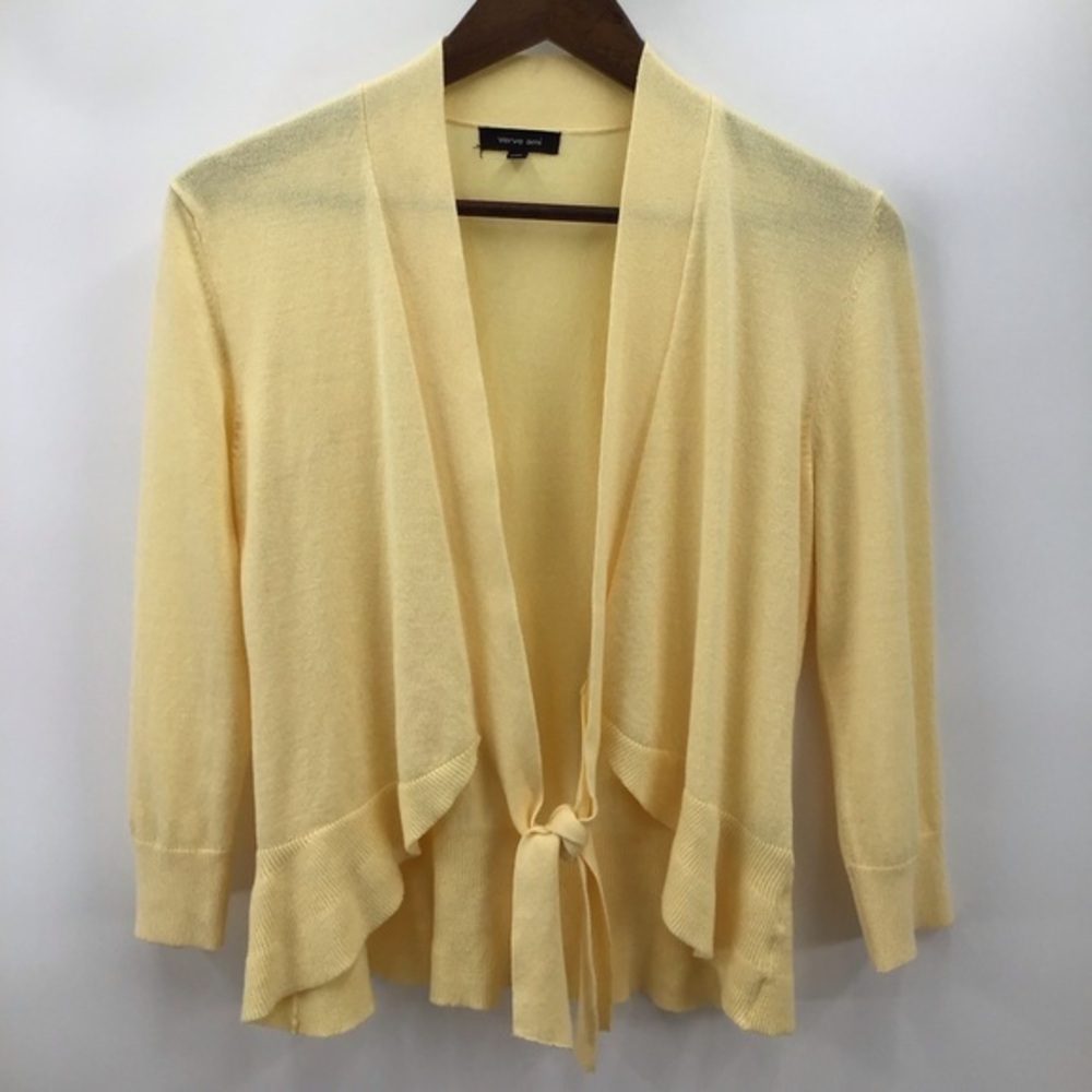 Verve Ami Light Yellow Tie-Front Cardigan